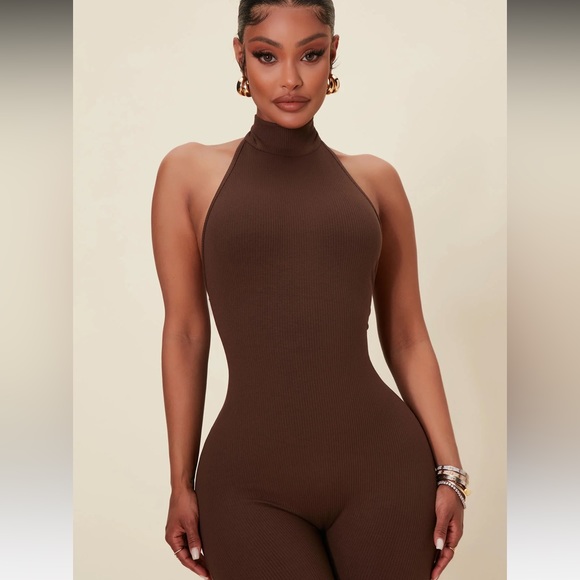 Cassandra Light Snatched Jumpsuit - Brown - Picture 3 of 5